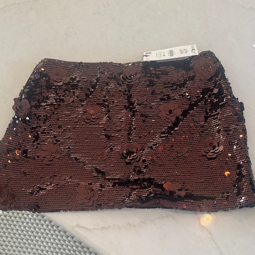 Zara Brown Sequin Mini Skirt
